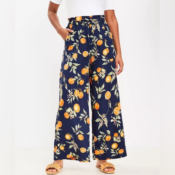 NWT Pull On Linen Blend Wide Leg Pants in Orange Harvest Medium - Picture 3 of 8